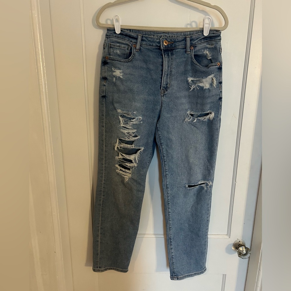 American Eagle Outfitters Distressed Blue Mom Jeans